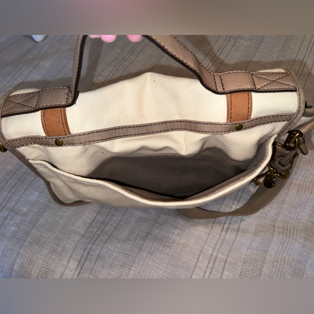 Fossil Vintage Canvas & Leather Messenger Crossbody Bag Shoulder/Crossbody Bag - Picture 10 of 11